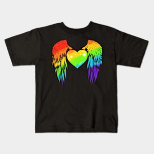 Colorful Winged Heart LGBTQ Pride Month Kids T-Shirt